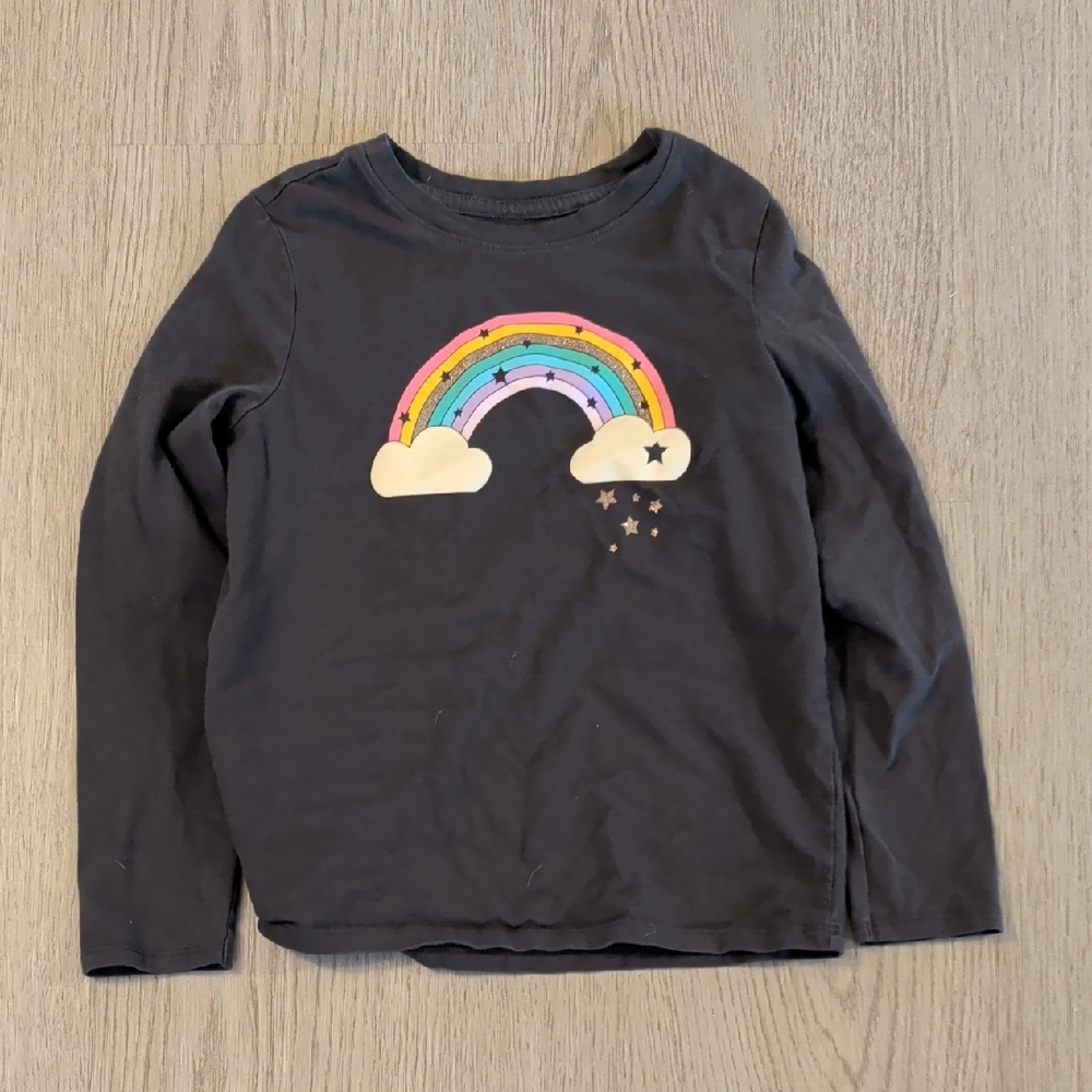 Cat & Jack Charcoal Long Sleeve with Vibrant Rainbow